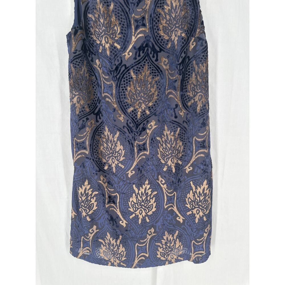 Loft Dress Womens Small Navy Blue Velvet Burnout Floral Mini Party Bohemian Boho - Picture 6 of 10